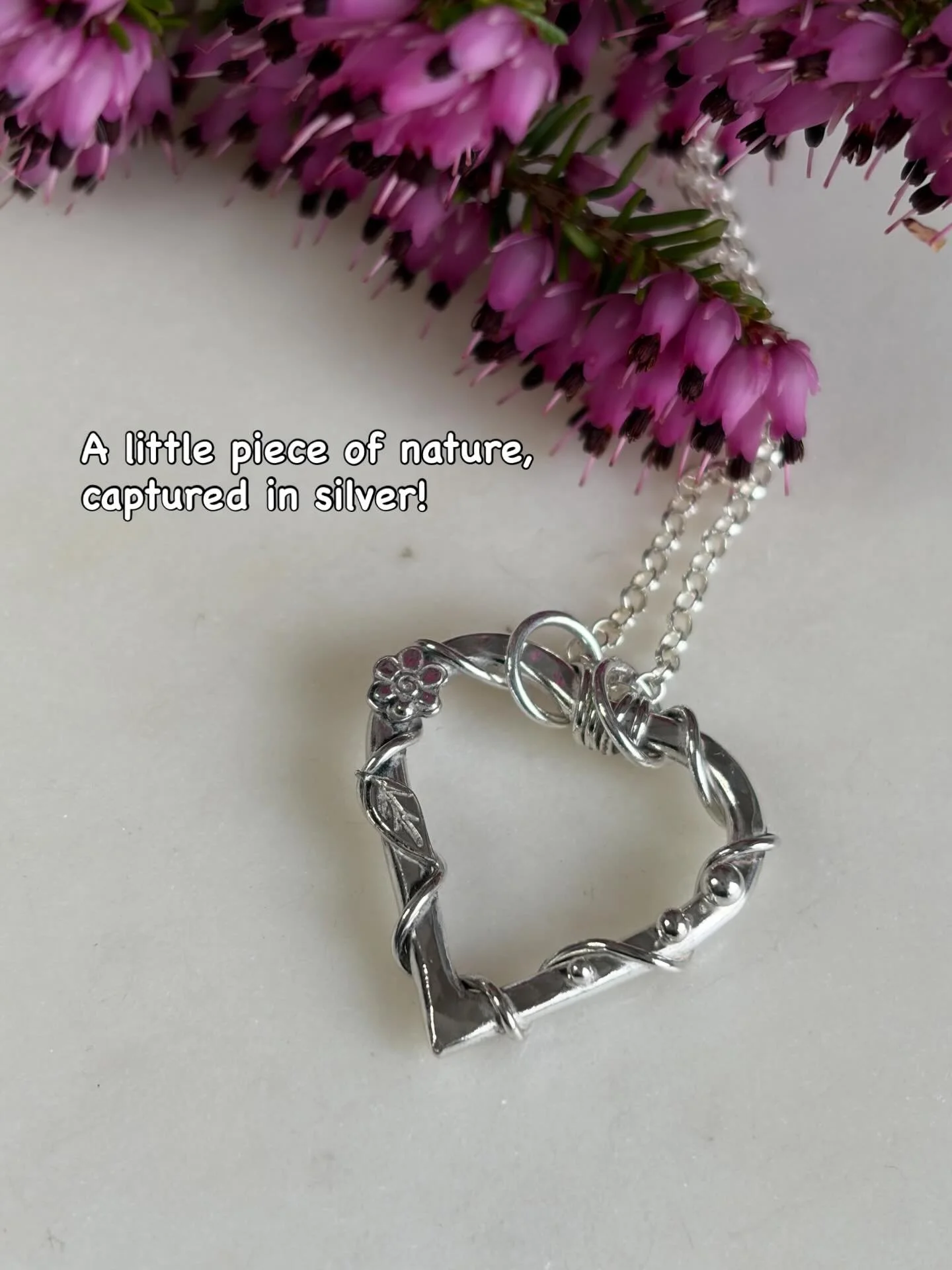 🌿A little piece of nature, captured in silver 🤍

This handmade sterling silver pendant is shaped by hand, with delicate twists, tiny details and a soft organic feel. Each mark tells part of the making process, making it truly one of a kind.

It was