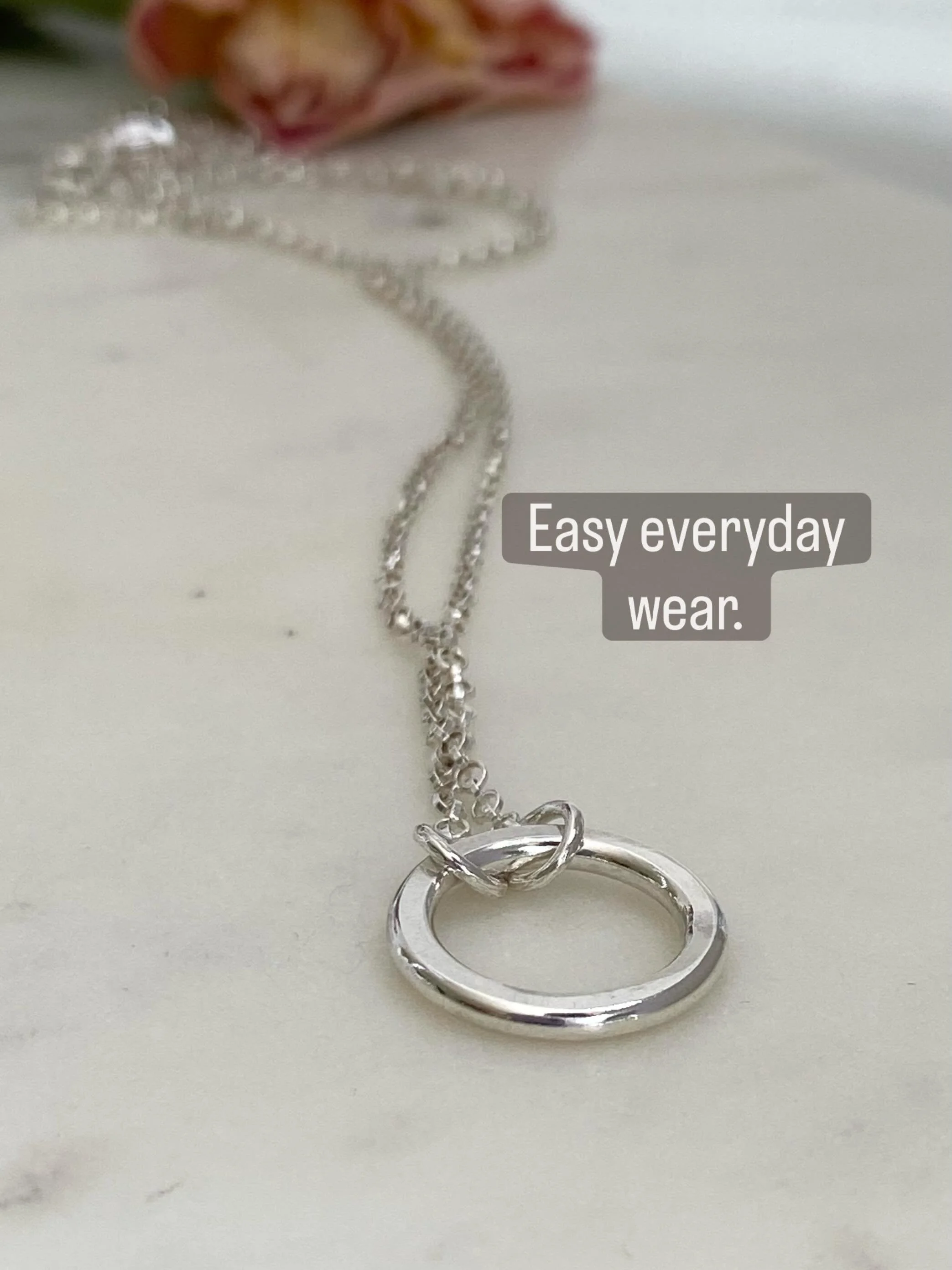 This handmade sterling silver circle necklace is easy everyday wear. I love creating jewellery like this; understated enough for everyday, but still special every time you put it on.

Made slowly by hand in sterling silver, designed to be worn for ye
