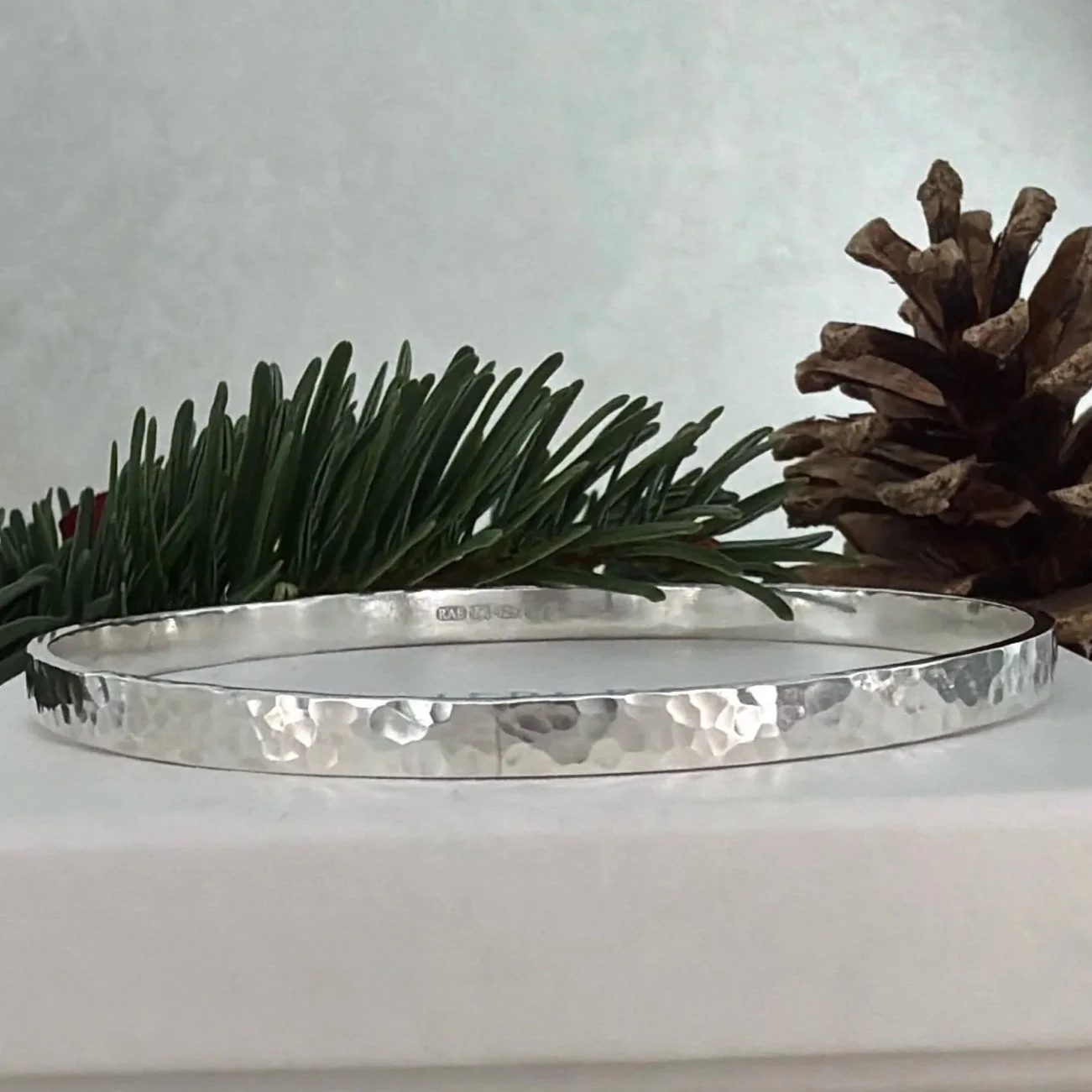 handmade sterling silver dappled bangle
