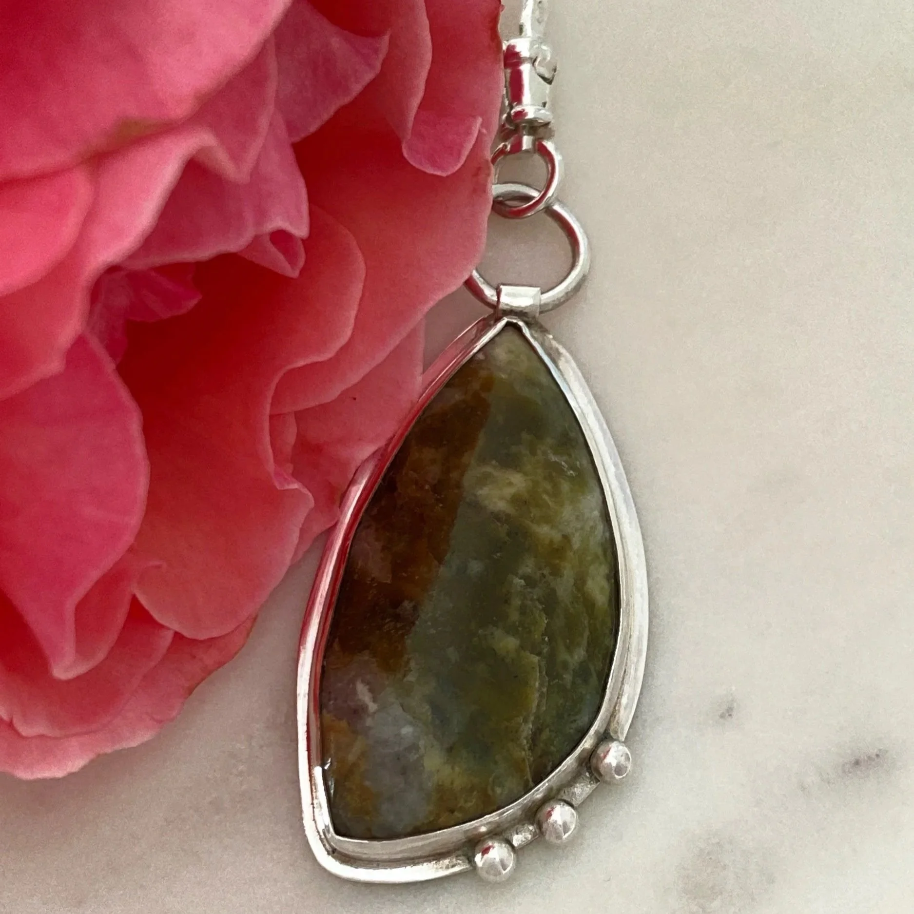 Walter and Nancy Jewellery Handmade Sterling Silver Connemara Marble Necklace Charm