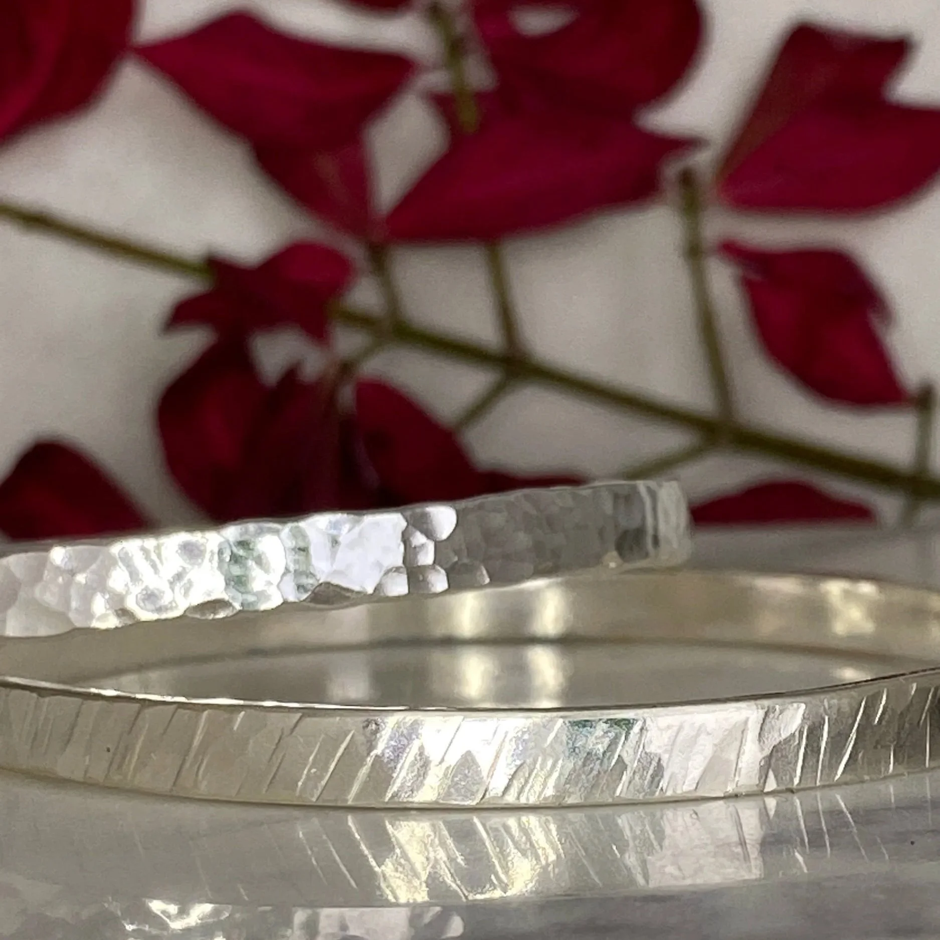 Sterling silver handmade luxury bangle.