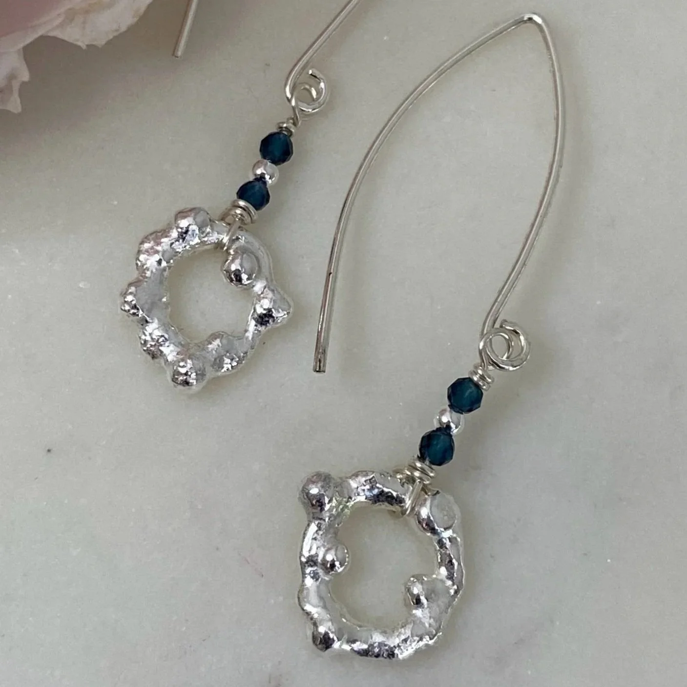 Walter and Nancy Jewellery Recycled Sterling Silver and London Blue Topaz Earrings.