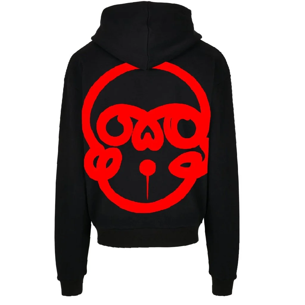 HOODIE A CAPUCHE ULTRA LOURD  " BLACK /RED KUPS SKULL " – 460 g/m²