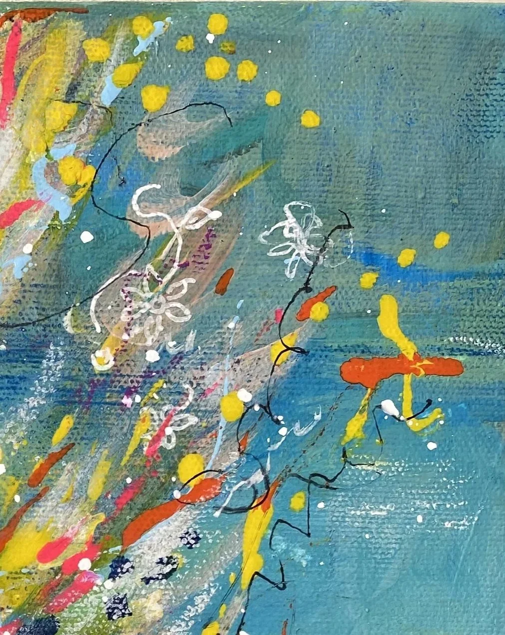 A closer look at Amanda Dakin’s bold mixed media art inspired by calypso dancers. Original paintings on canvas. Shipping is included. Shop now.