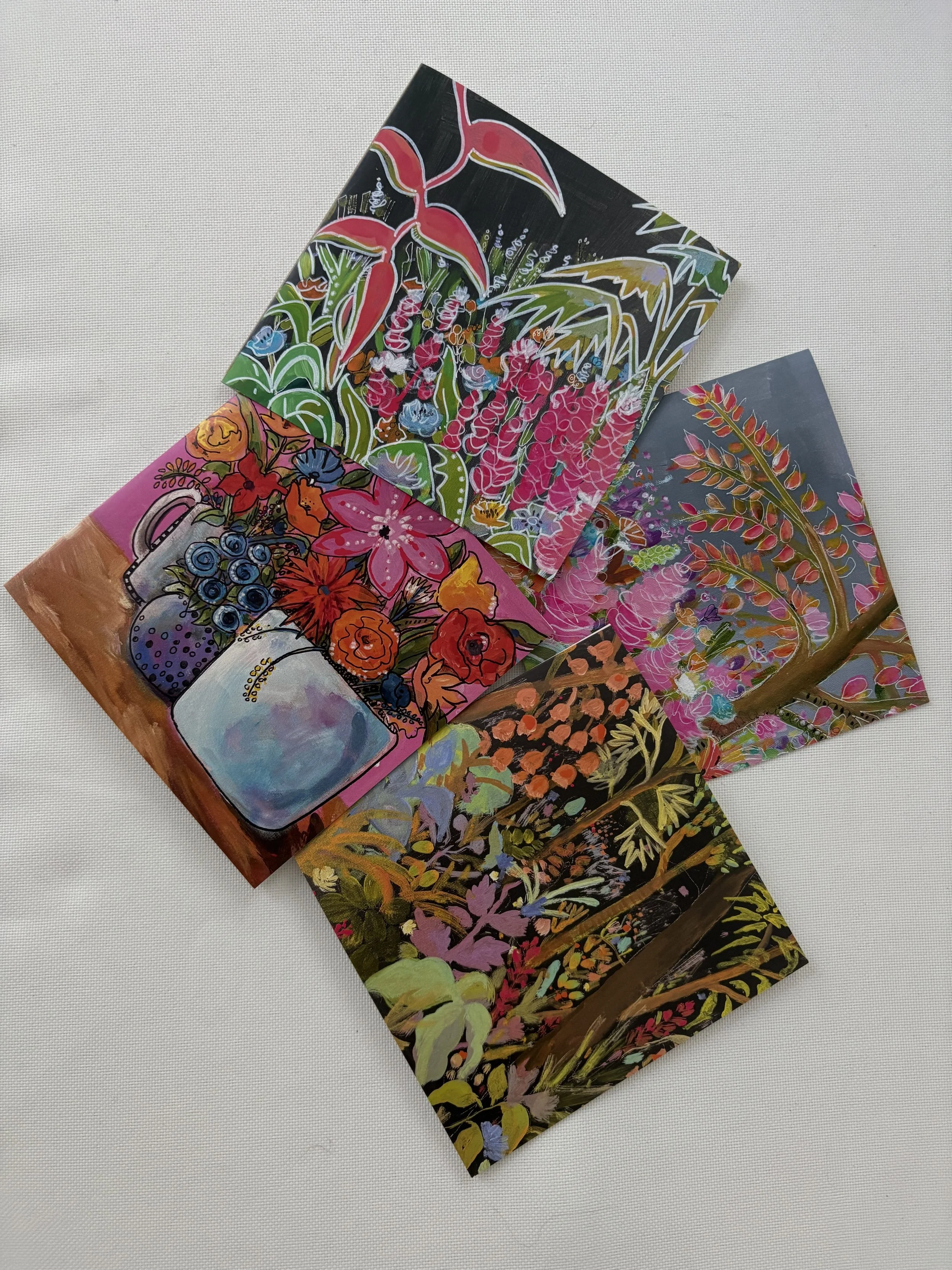 Fine Art Floral Greeting Cards (Pack of 4)