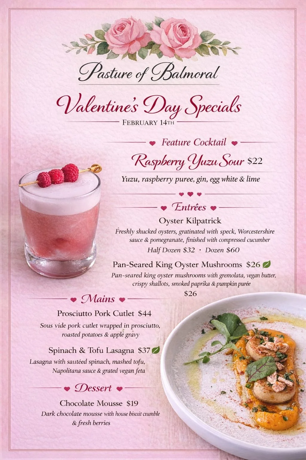 Valentine’s Day dinner Valentine’s Day balmoral Valentine’s Day mosman