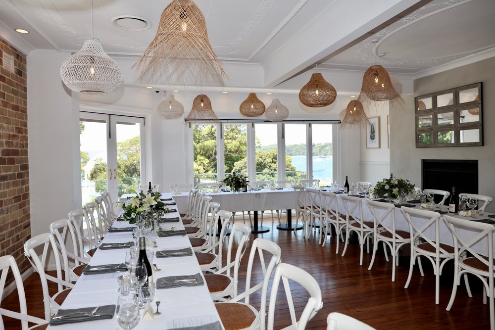 Pasture of balmoral functions. Event space in Mosman. Event setup in Pasture of Balmoral's 2nd floor. Long U table setup