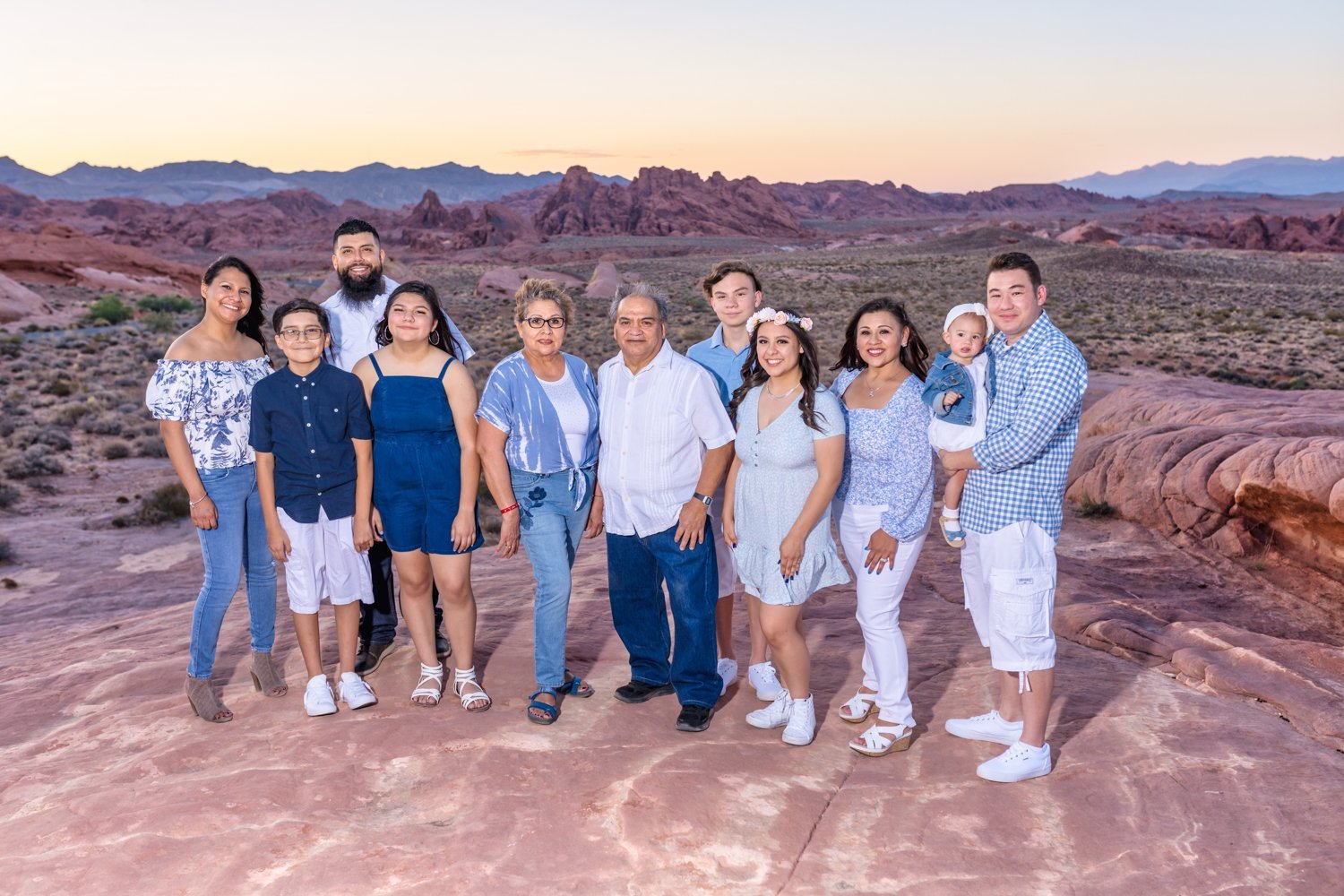 Family portrait at Red Rock Canyon, Las Vegas, sunset