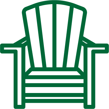 Green Adirondack chair.