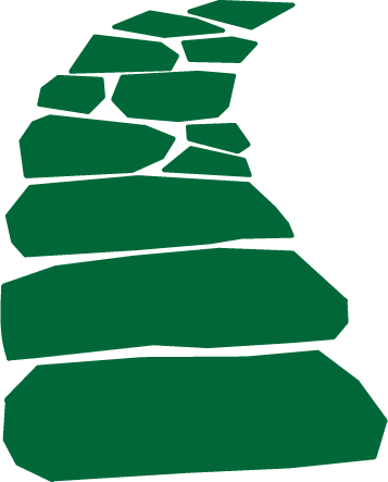 Illustration of a green stone pathway with irregularly shaped stones.