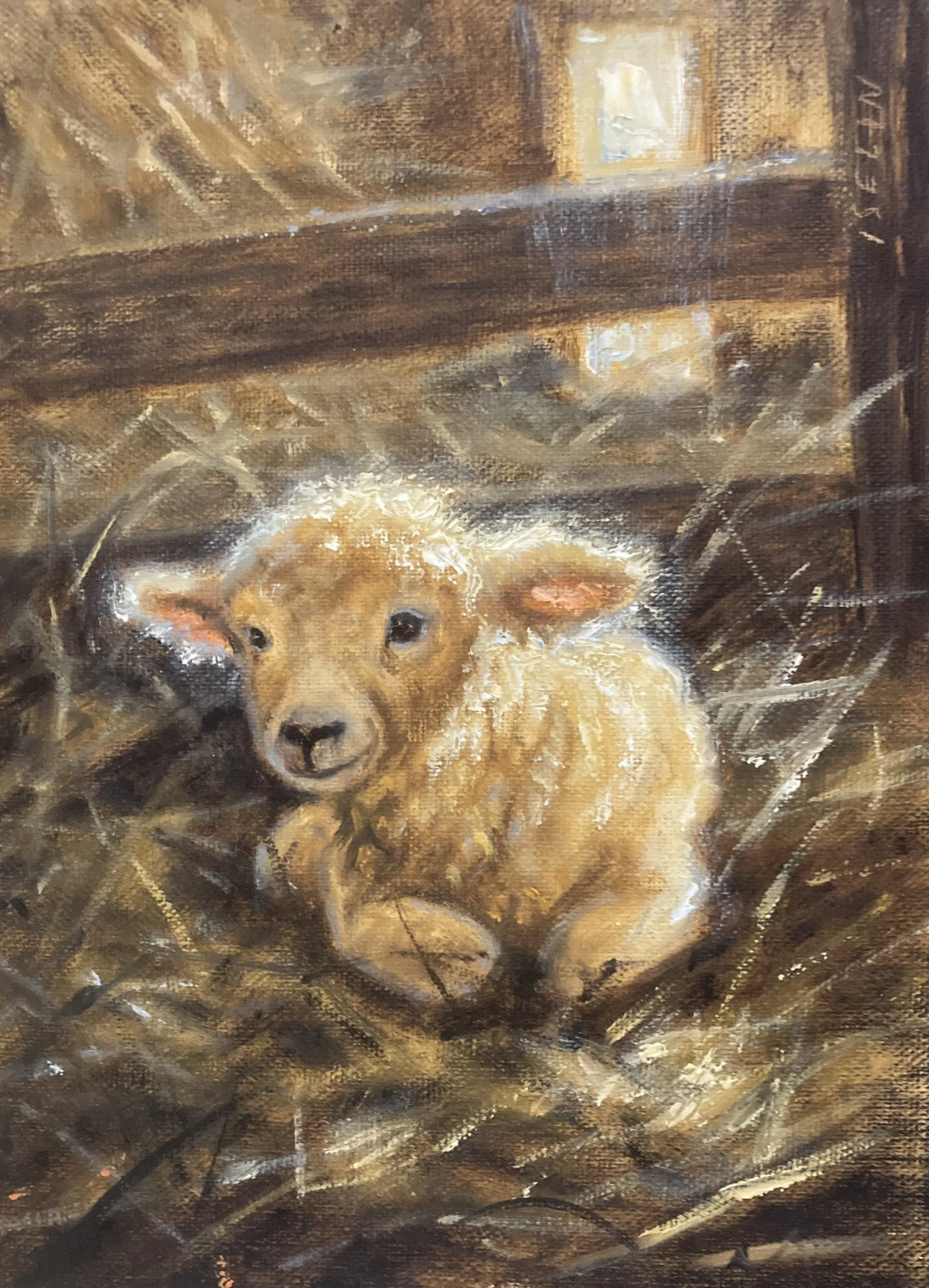 A Lamb in the Hay 5x7.jpeg