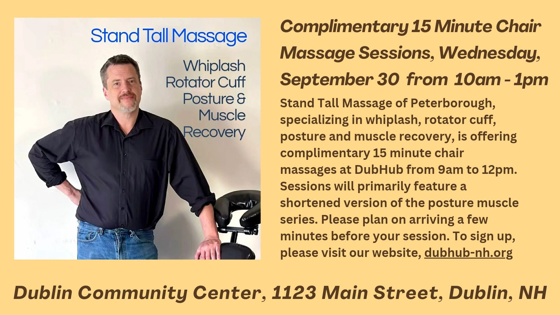 Complimentary Chair Massage Sessions, Wednesday, September 30