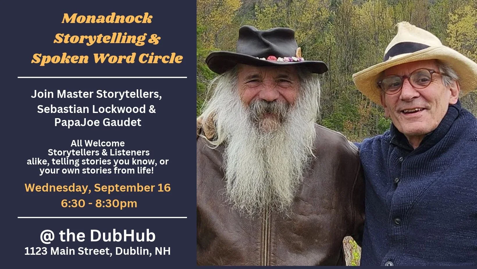 Storytelling & Spoken Word, Wednesday, September 16
