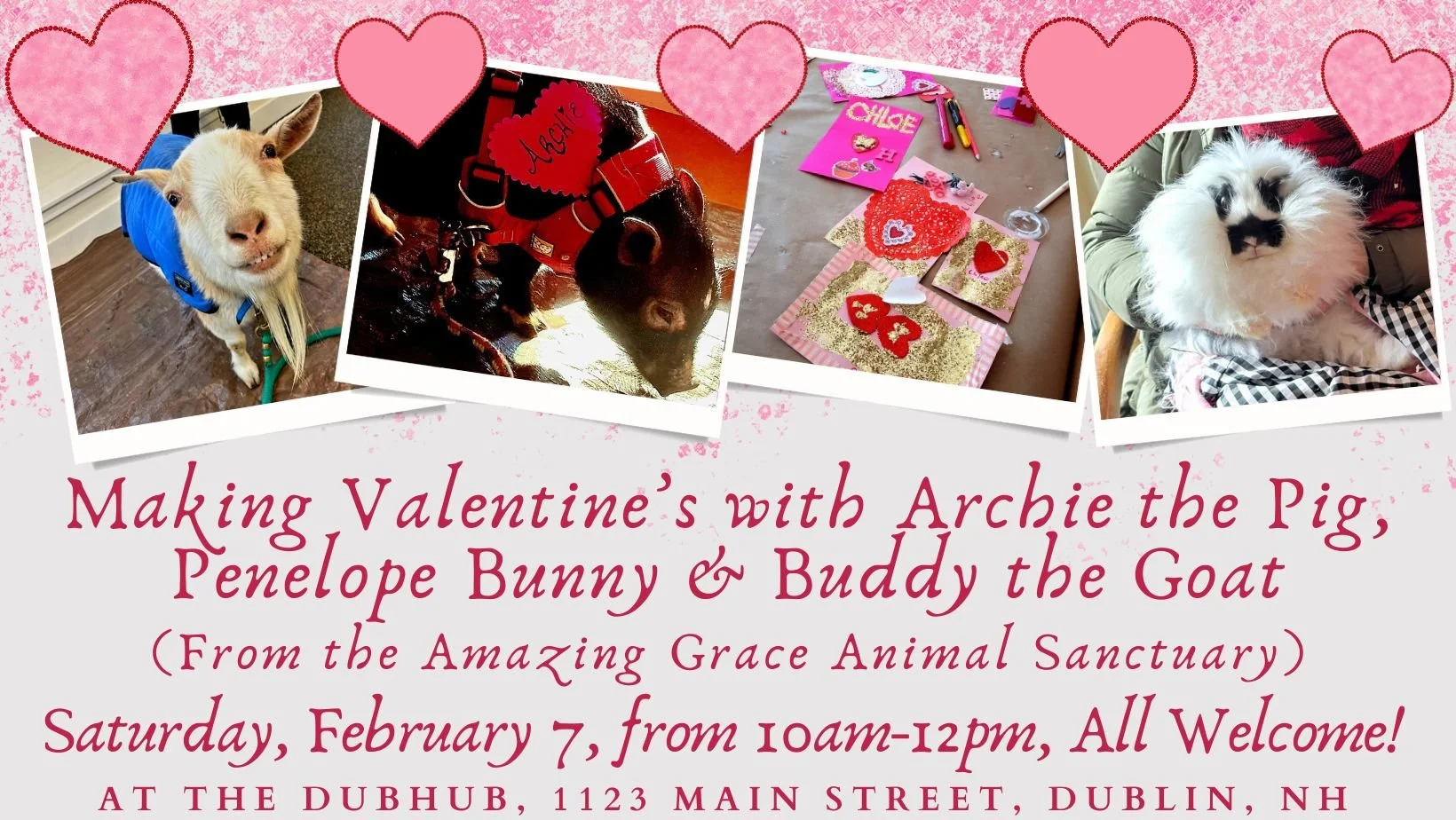 Valentine Making with Archie the Pig & Penelope Bunny, Saturday, February 7