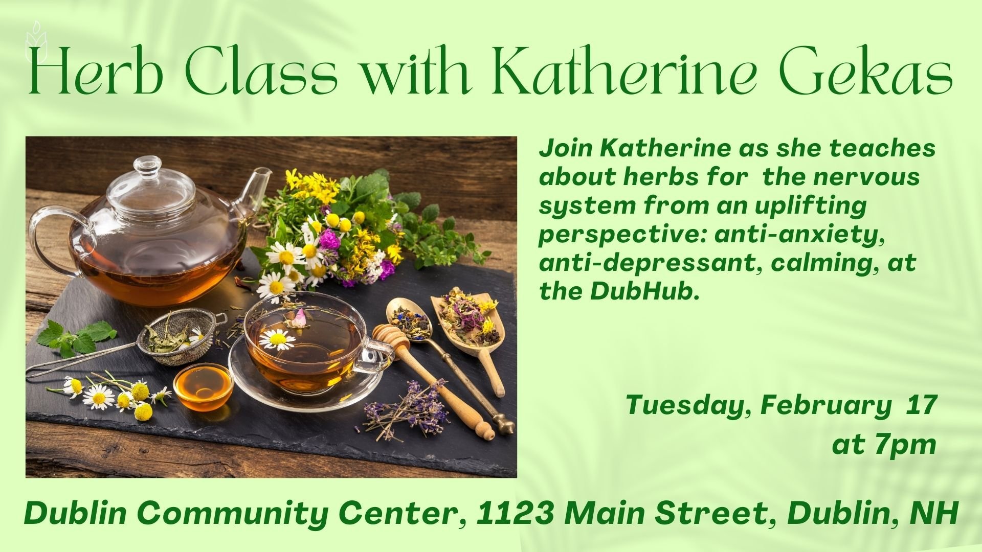 Herb Class, Tuesday, February 10
