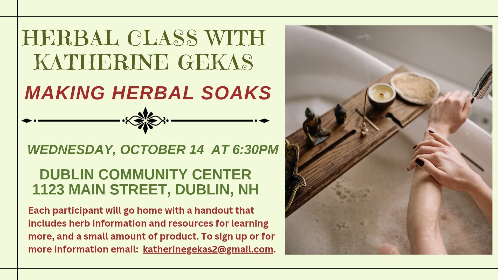 Herb Class, Wednesday, October 14