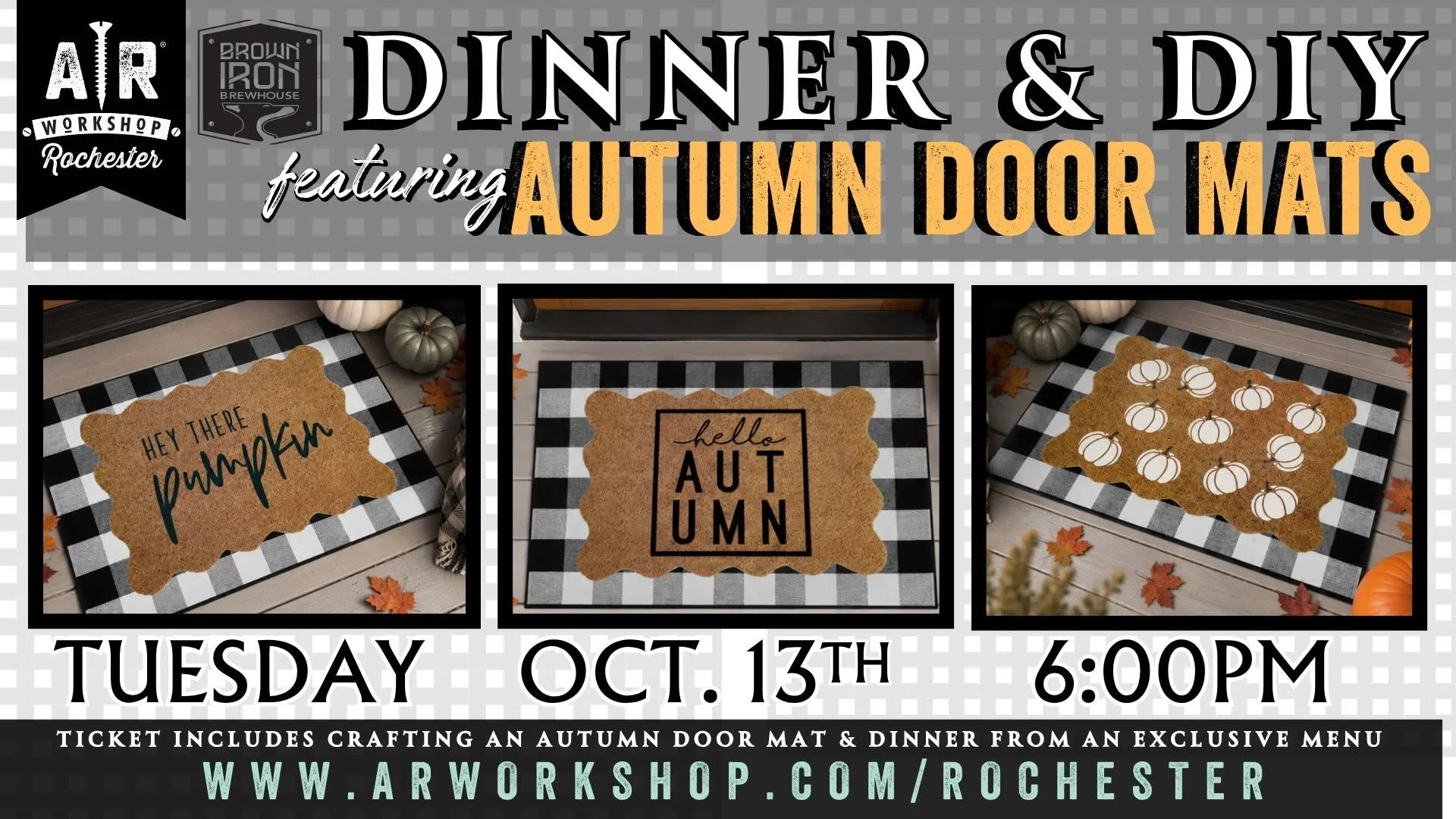 Dinner & DIY - Fall Doormat Workshop at Brown Iron Brewhouse RO