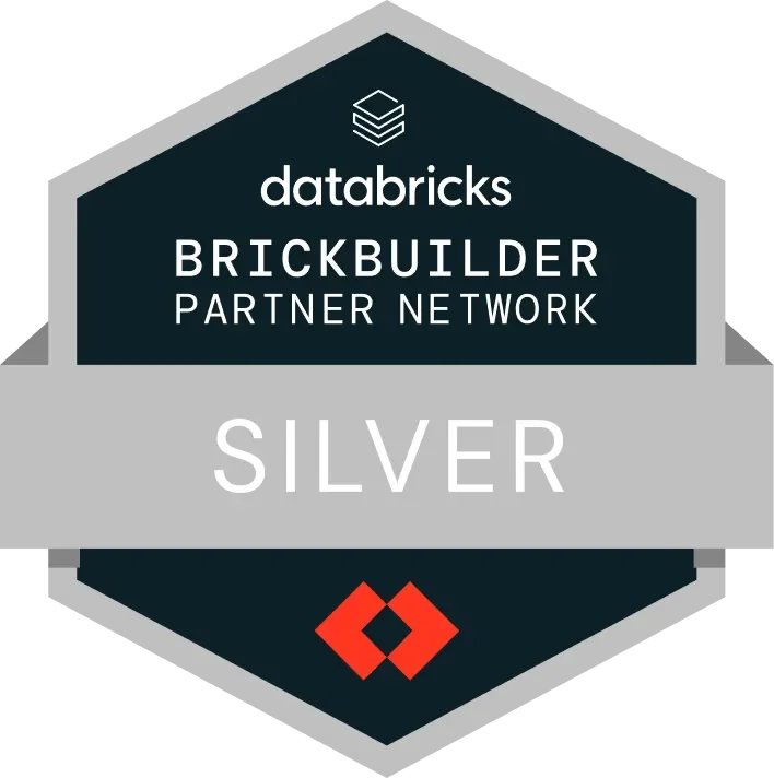 A badge for the Databricks BrickBuilder Partner Network, indicating Silver level.