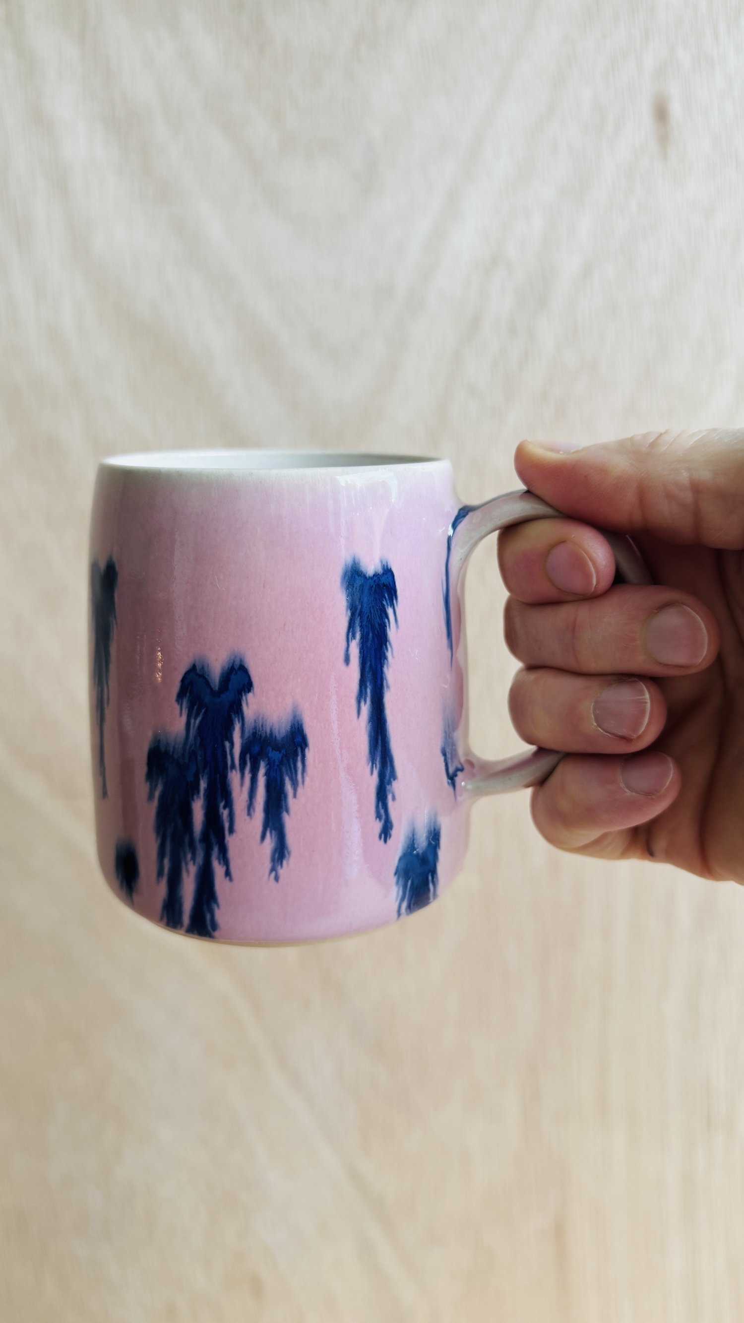 Pink Mug with Drippy Hearts