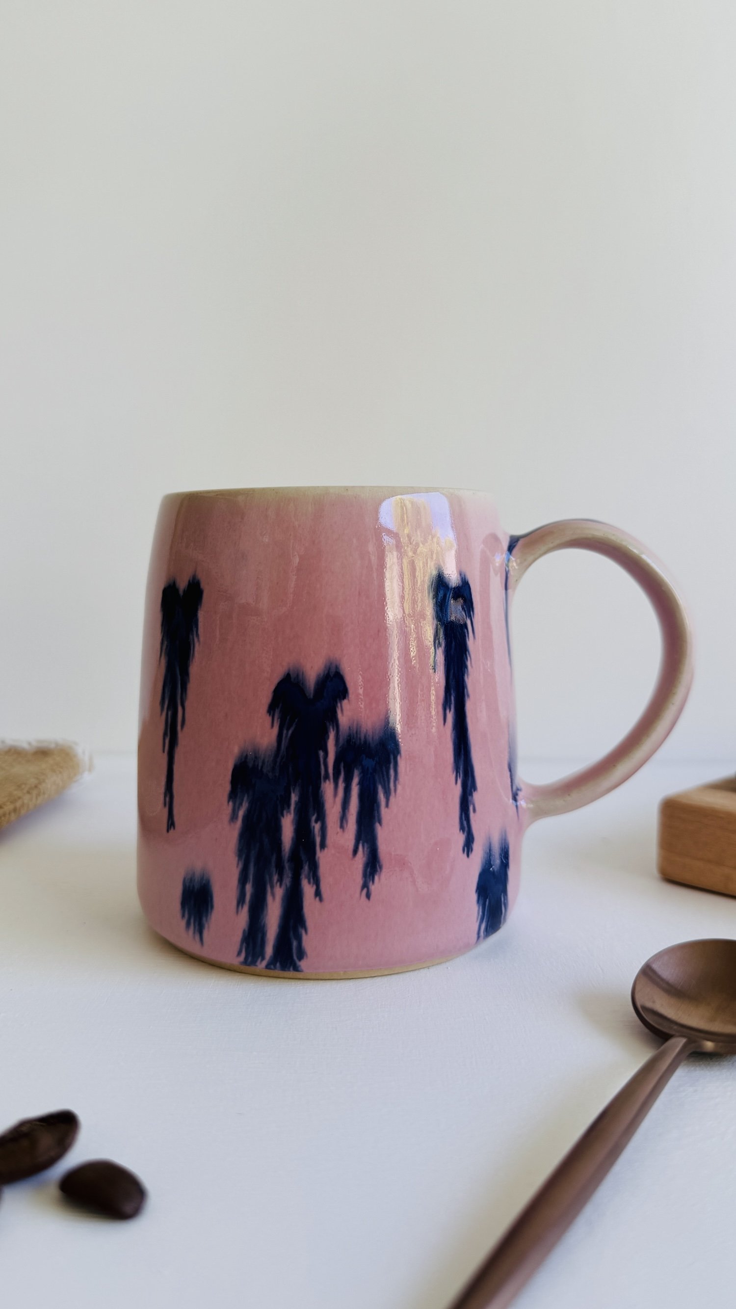Pink Mug with Drippy Hearts