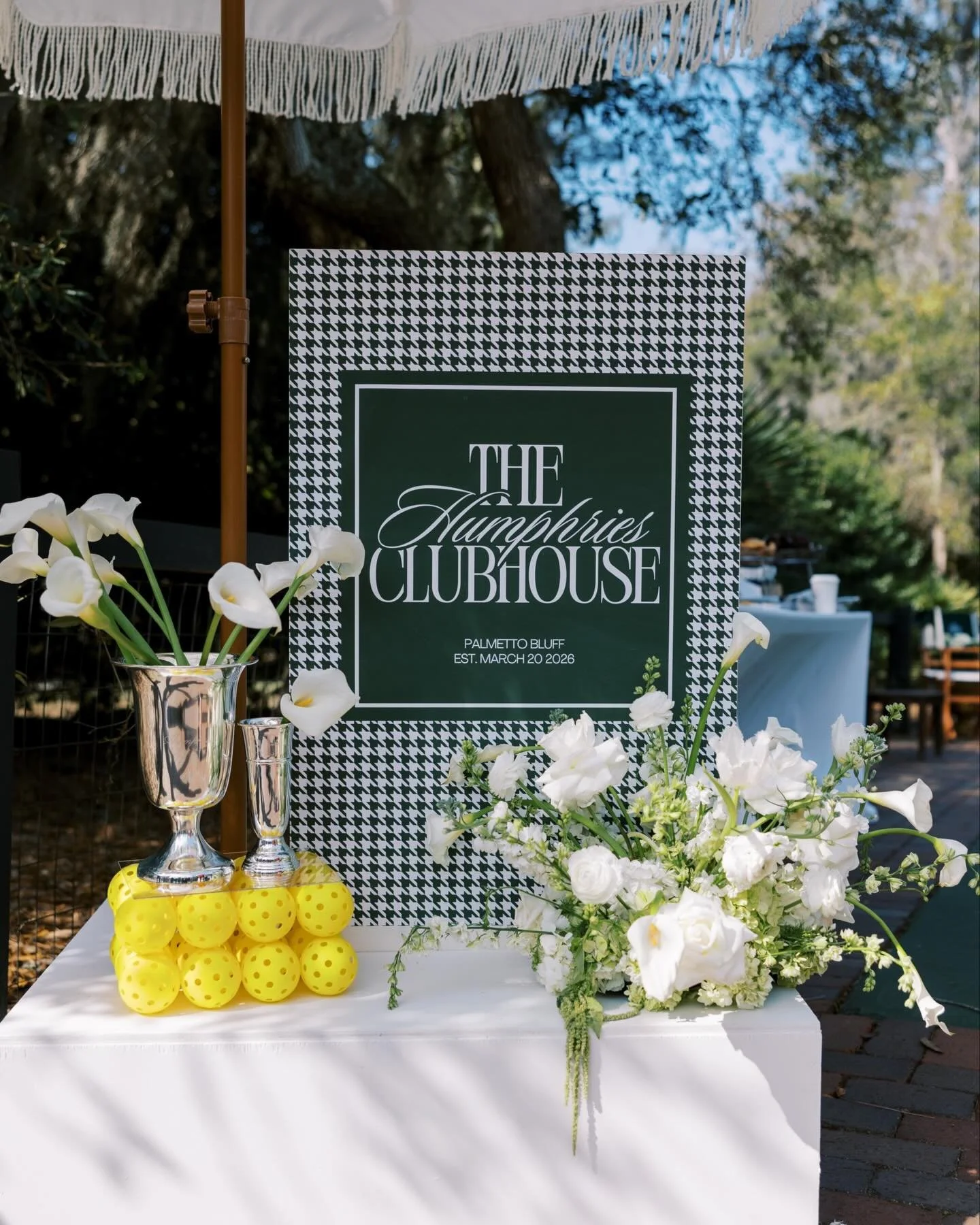 What happens when two design forward athletes get married?

You get a fully custom pickleball experience for their closest people, thoughtfully designed down to every last detail. &lsquo;The Humphries Clubhouse&rsquo; turned a post wedding moment int