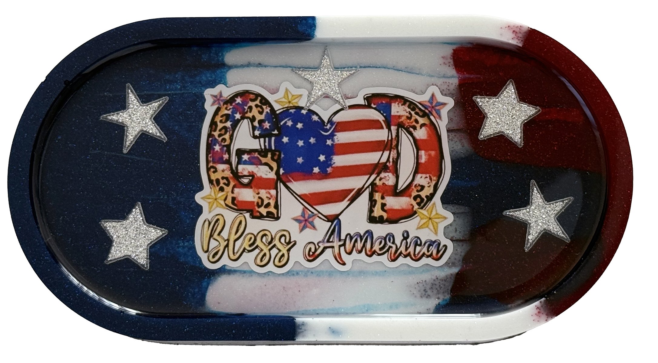 God Bless America Oval Trinket Tray