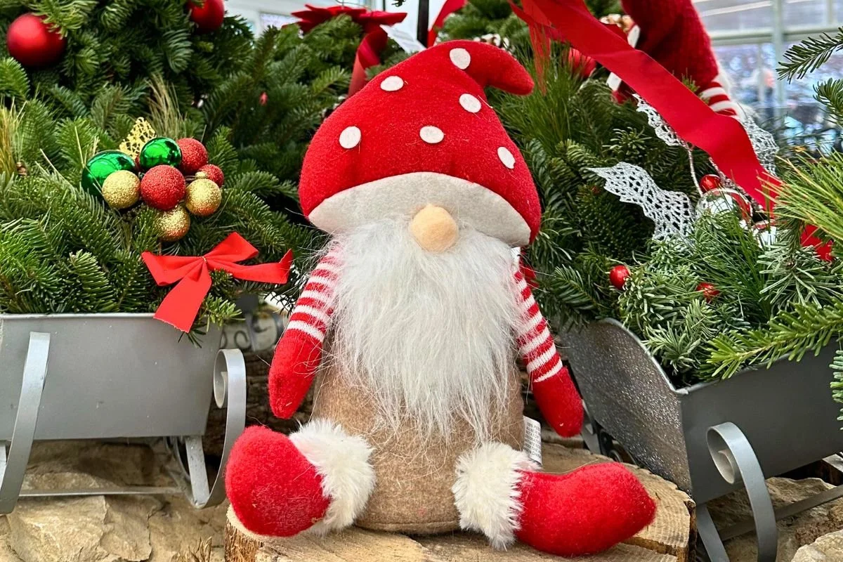 A cute, stuffed Santa at the Timbuk Farms Garden Center in Ohio