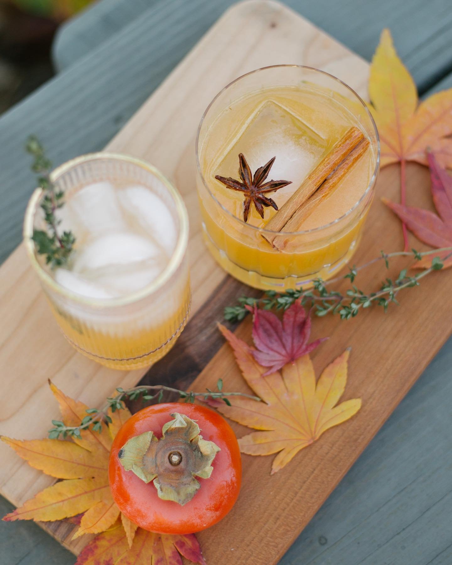 It&rsquo;s Fall Ya&rsquo;ll! ⁣
&amp; we have some Thanksgiving cocktails for you to enjoy with you family 🍂⁣
⁣
Both of these cocktails include a favorite fall and winter ingredient ~ persimmon! So if you have any on hand or perhaps on a tree down yo