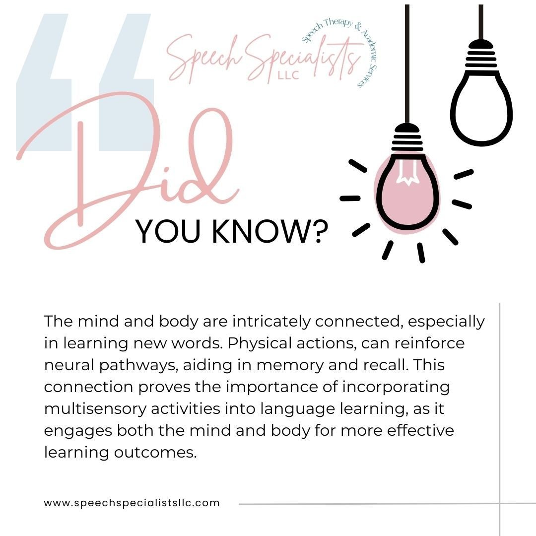 Why incorporate movement in speech therapy?

The mind and body are intricately connected, especially in learning new words for speech. Physical actions can reinforce neural pathways, aiding in memory and recall. This connection underscores the import