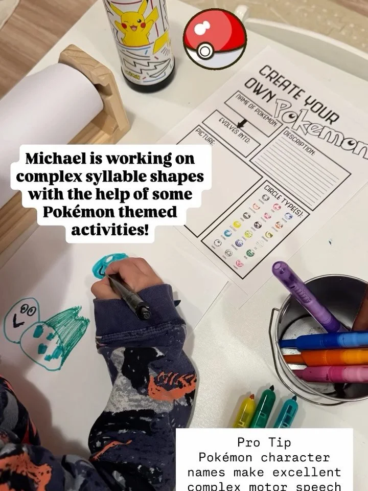 Motor Speech Session Highlight!

Using Michael&rsquo;s love for Pok&eacute;mon to increase engagement for these really tricky lingual complex syllable targets! 

He is working on lingual coordination and control and these Pok&eacute;mon cards are not