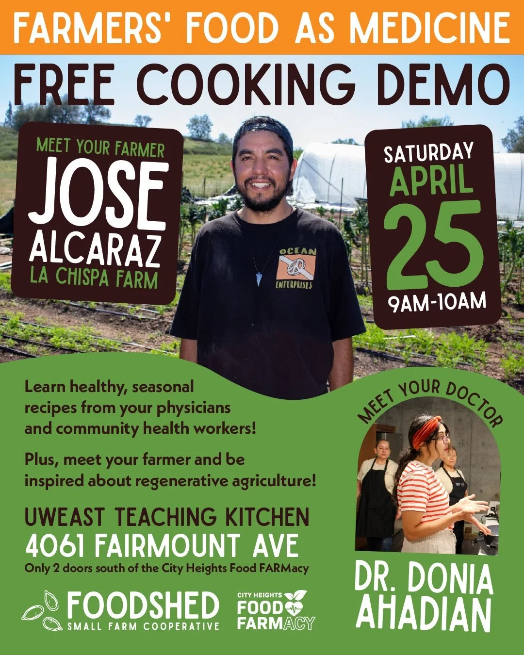 Our next FREE cooking demo is this Saturday 4/25 featuring Farmer Jose Alcaraz of @la_chispa_farm 🥬

For Jose, regenerative farming is about stewarding the land, reconnecting with our roots as an act of rebellion against the alienation of the food s