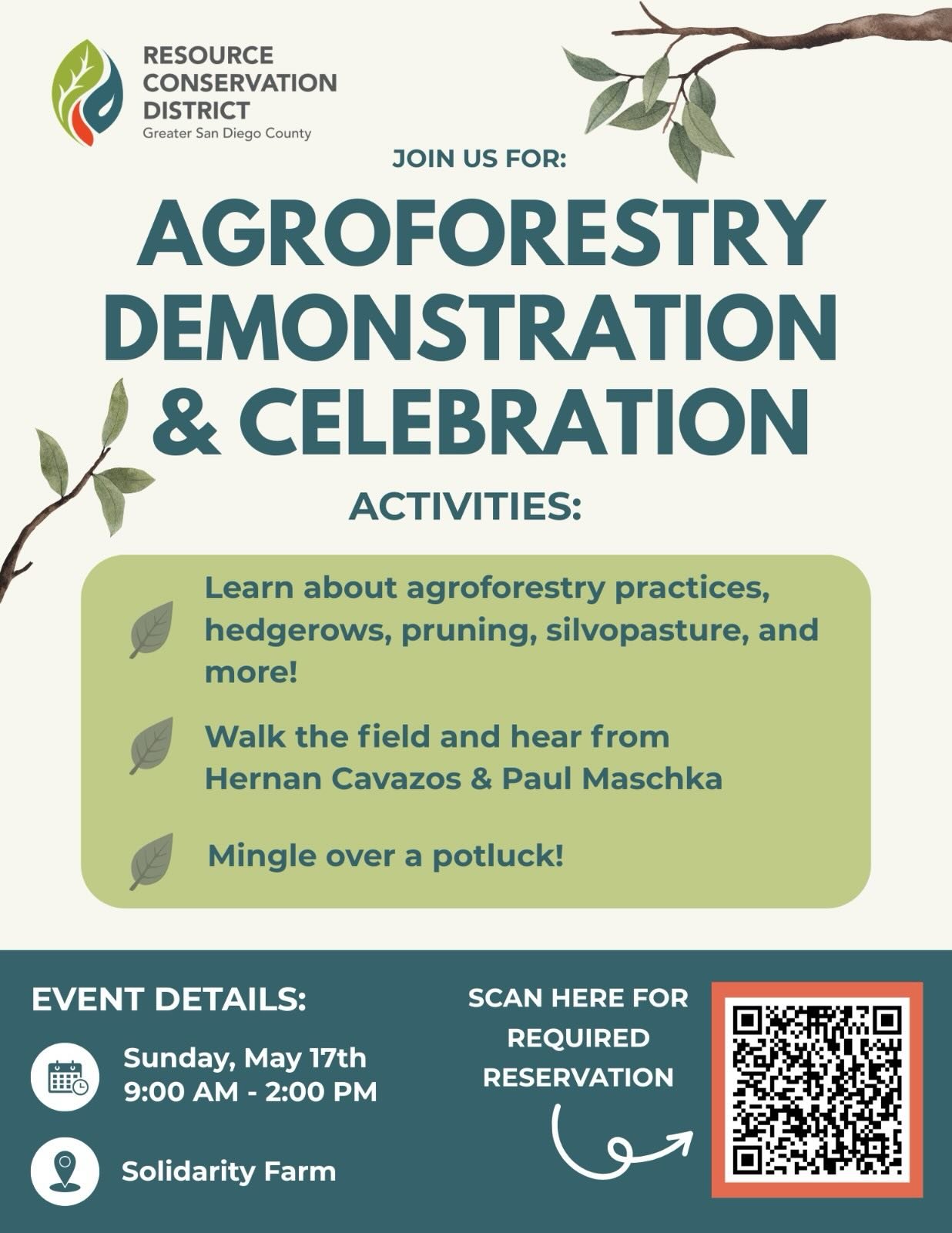 Join us for an AgroForestry Demonstration Day at @solidarityfarmsd this Sunday, May 17th between 9am and 2pm. The mix and match format is perfect for previous class attendees or new folks looking for an introduction to AgroForestry and Regenerative F