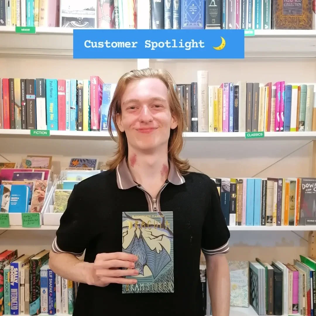 Customer Spotlight 🌿

This fiendish copy of Dracula goes to Miles who wanted to read Bram Stoker before jumping straight into Anne Rice. Fangs for your custom and happy reading! 💚

#customerspotlight #booklover #aberystwyth #indiebookshop