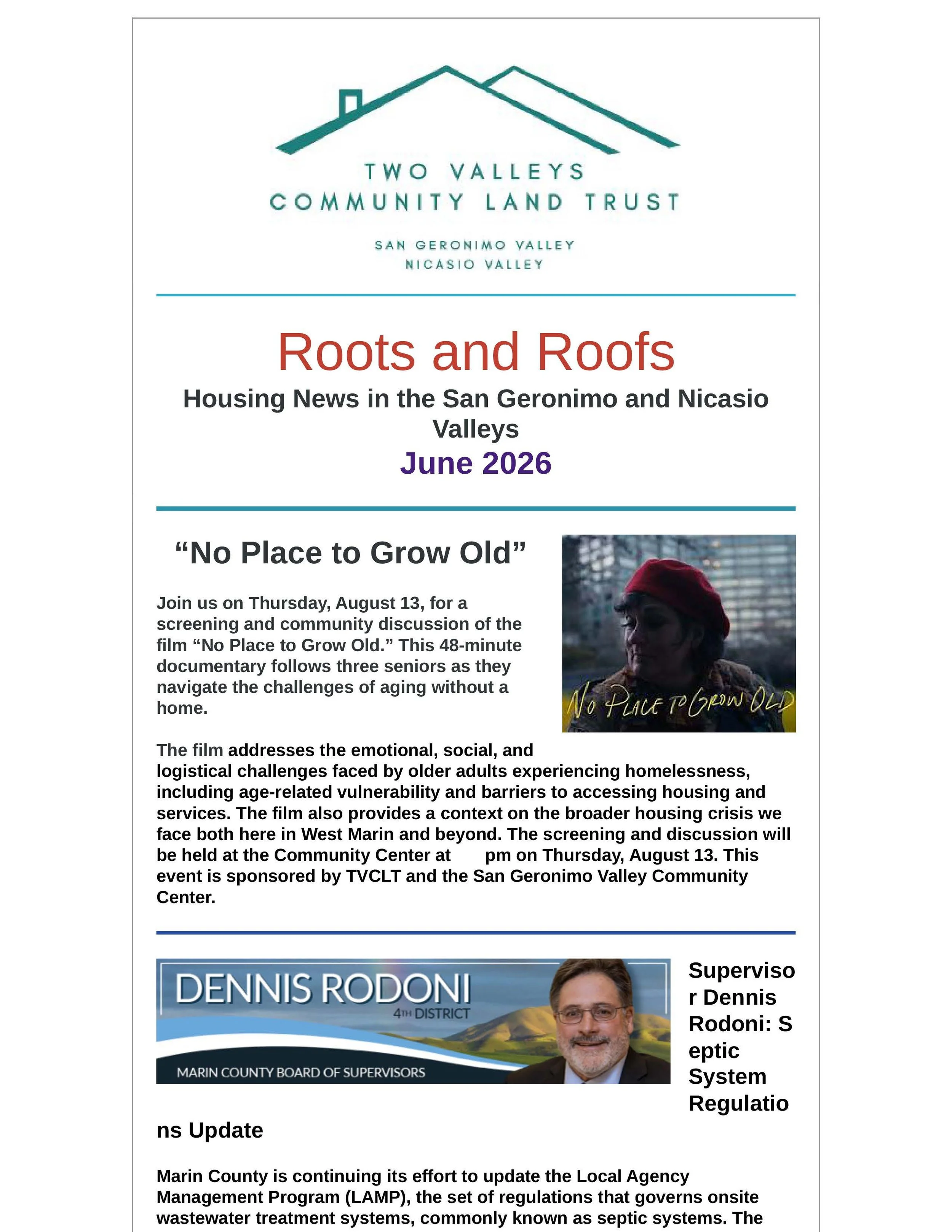 June 2026 Roots and Roofs Newsletter