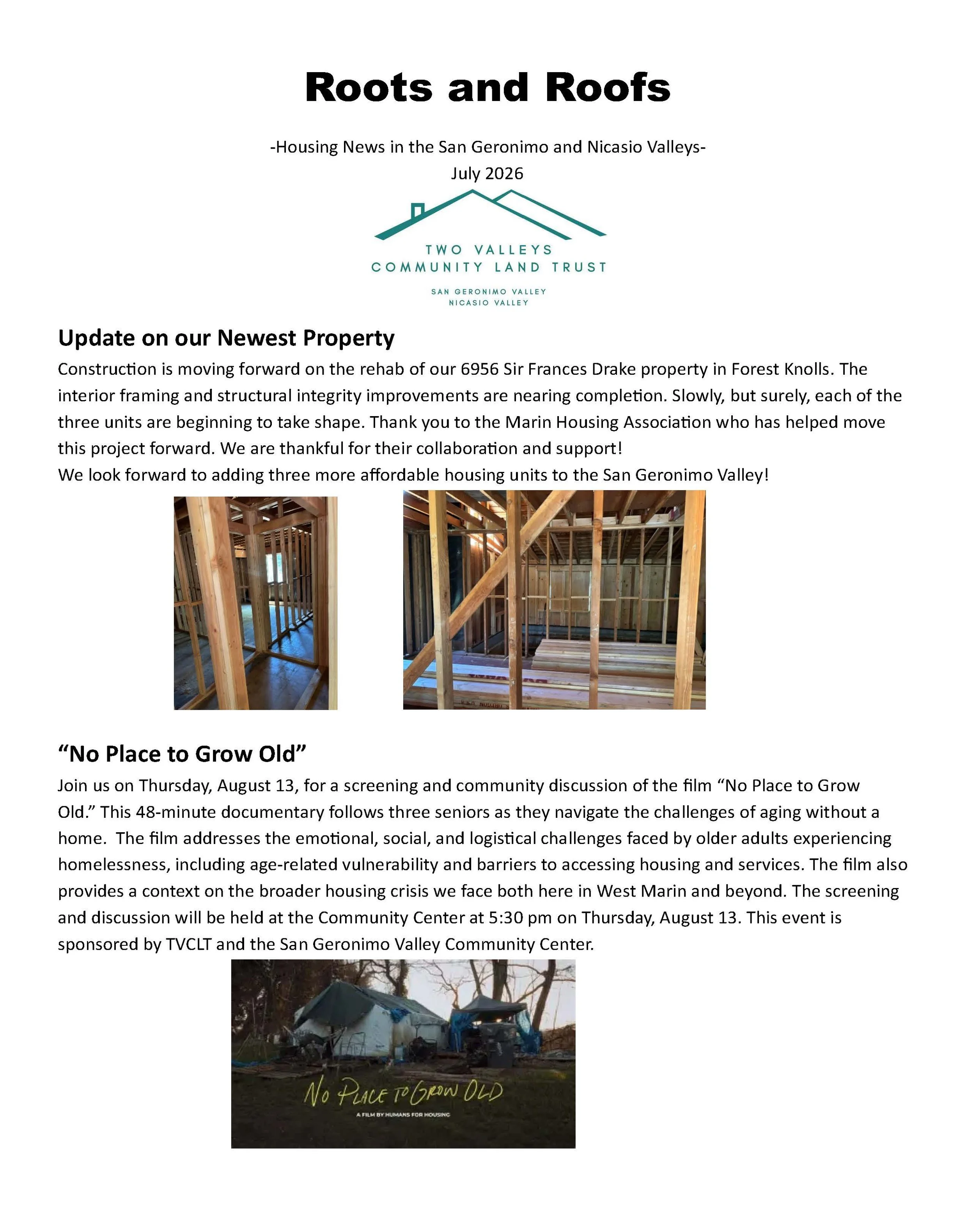 July 2026 Roots and Roofs Newsletter
