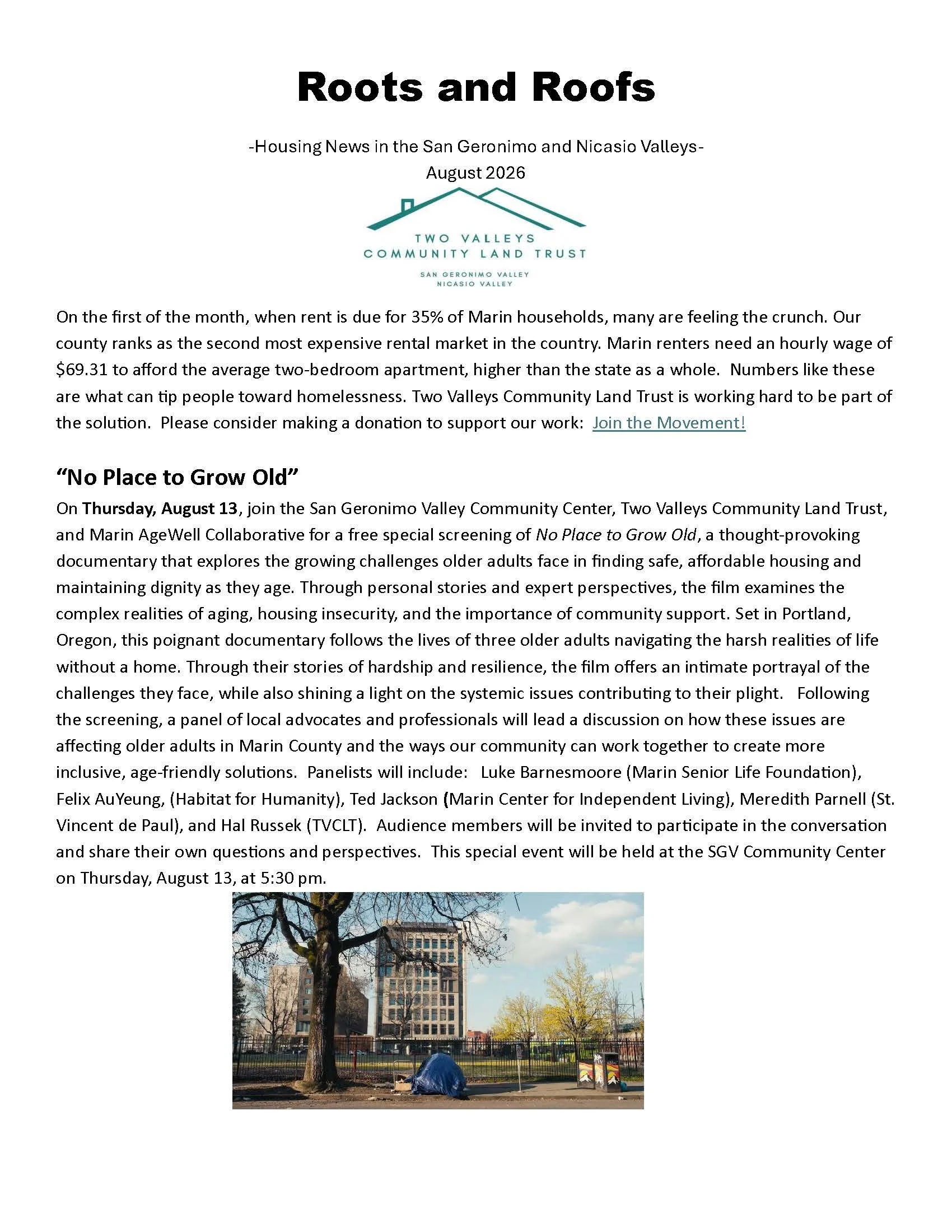 August 2026 Roots and Roofs Newsletter