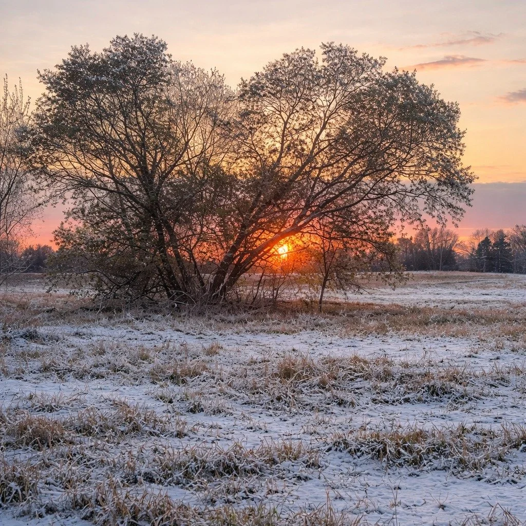 Do you see it? 👀

Right there in the trees&hellip; 🌅
the sunset looks like a little heart glowing through the branches. ❤️

Maybe that&rsquo;s the sky sending us a little love before the snowy weekend rolls in. ❄️

Happy Friday, friends! Stay cozy 