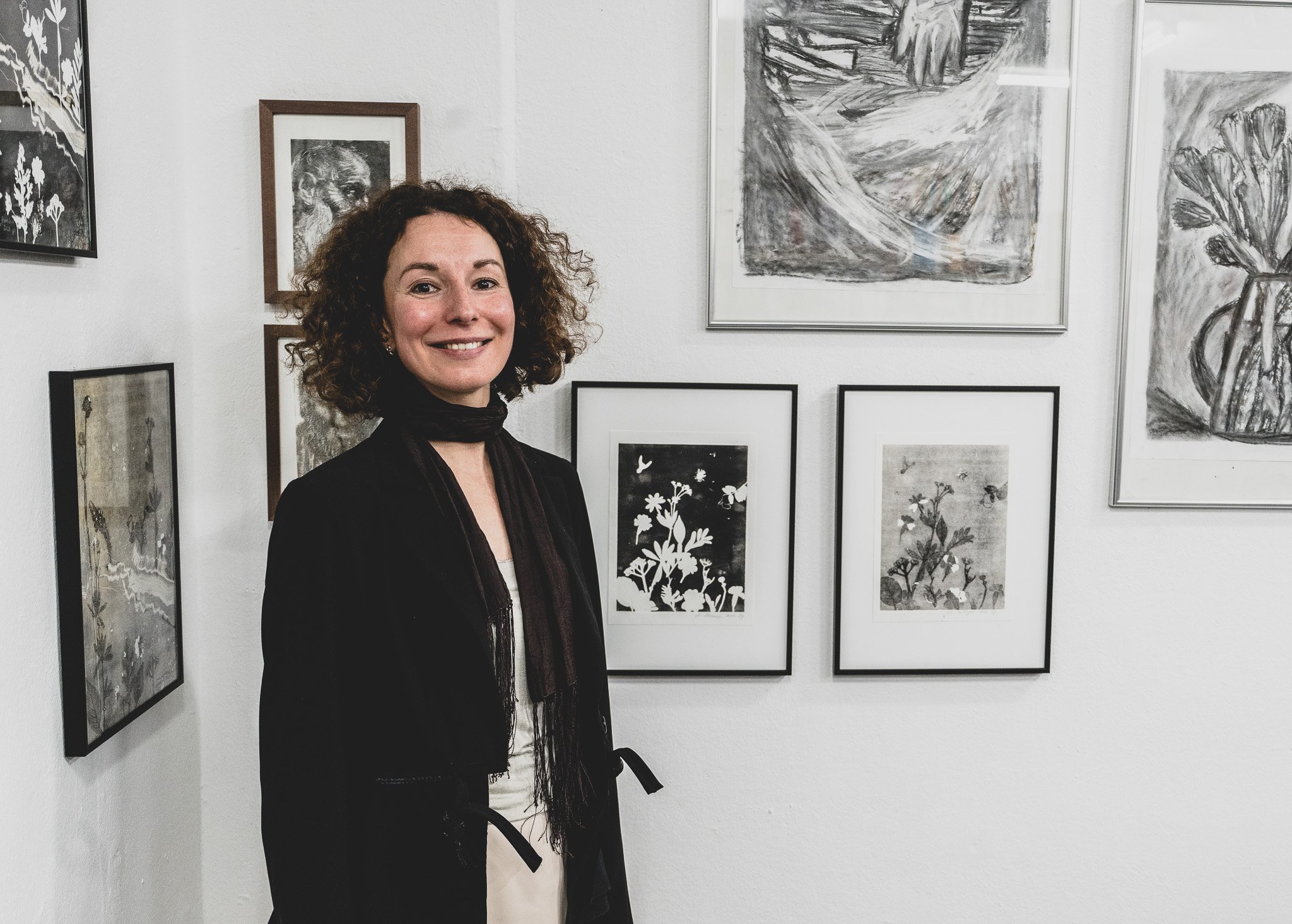 Drawing Class - Charcoal Exhibition - Zurich Material Raum für Buchkultur - monotype - Artemis Tsakiri - Drawing Course - Julia Gavrilova