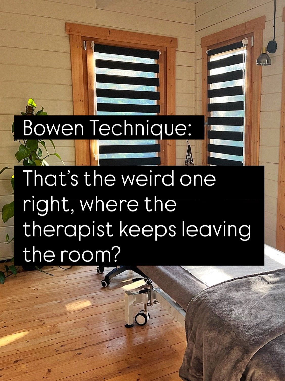 The mysterious Bowen breaks: the pauses during a treatment are a unique and very important feature of the work.  The short pauses between each set of moves allows time for your brain to process what&rsquo;s been done and work out what changes it need