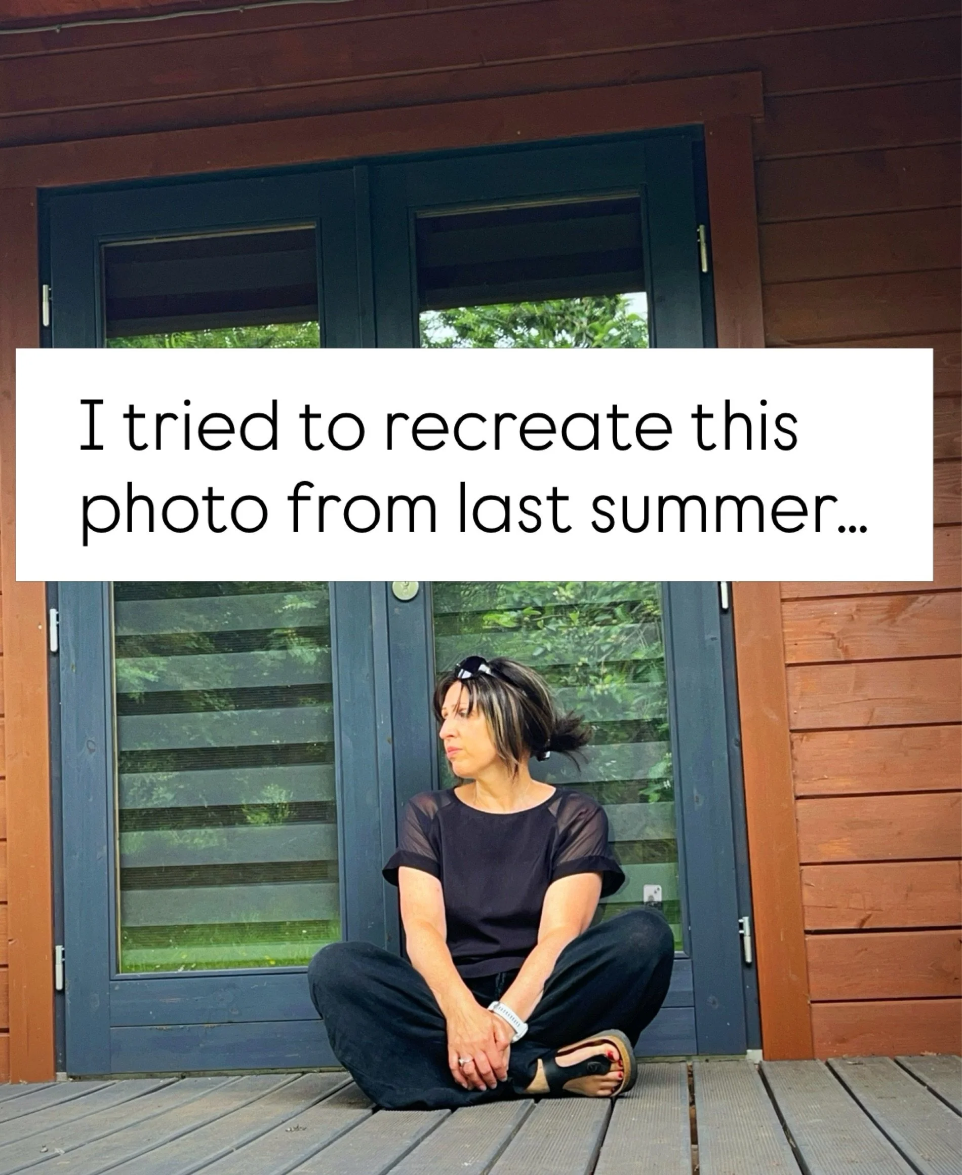 Same position, same outfit, different year, improved flexibility, no pain. 

A running injury left me with super tight and painful adductor muscles in my left leg which meant I couldn&rsquo;t comfortably sit cross legged anymore.  In fact, I had to s