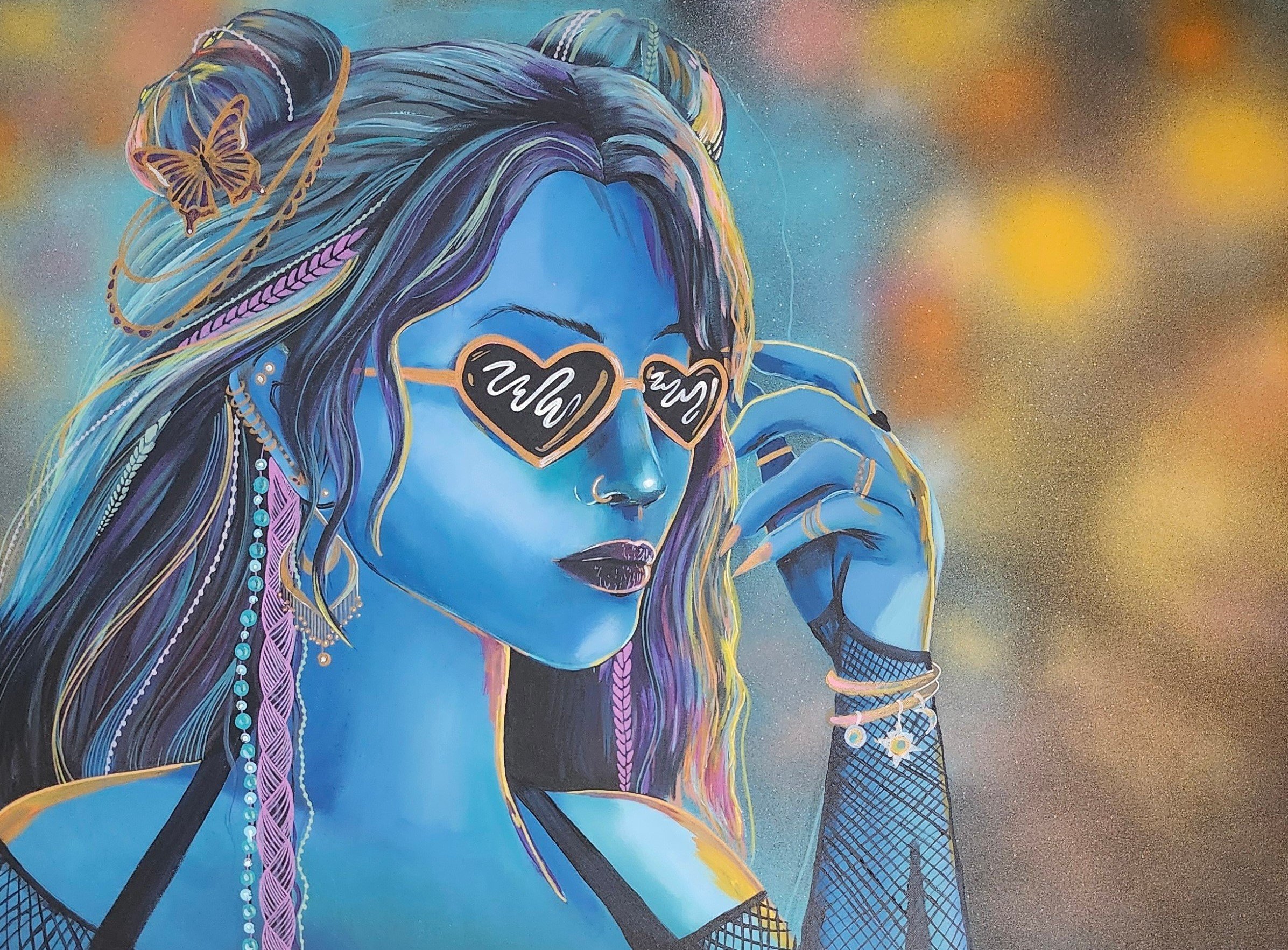 "Veronica" Acrylic and spray paint on canvas 28X32