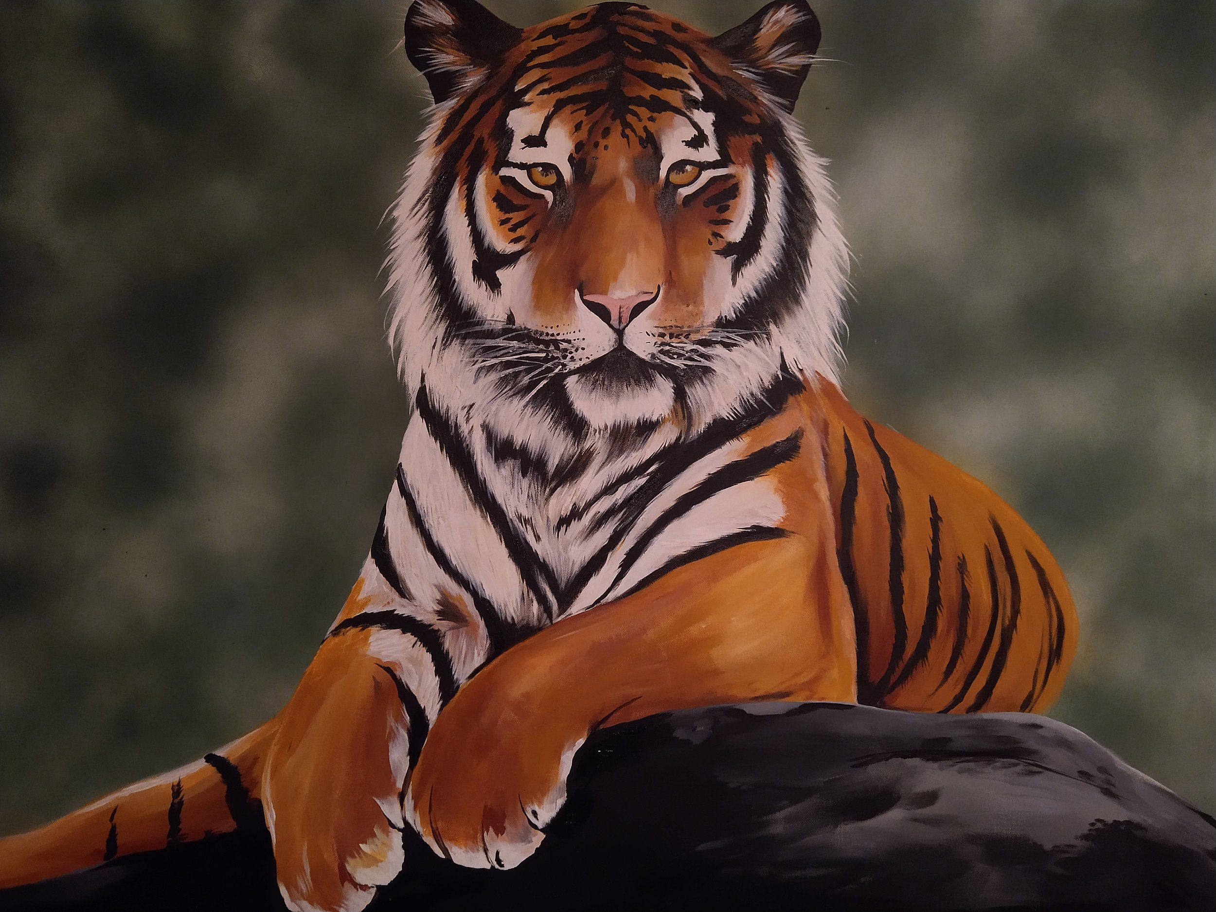 "Stripes and soul" Acrylic and spray paint on canvas. Dimensions, 30 X 40 inches.
Big kitty series