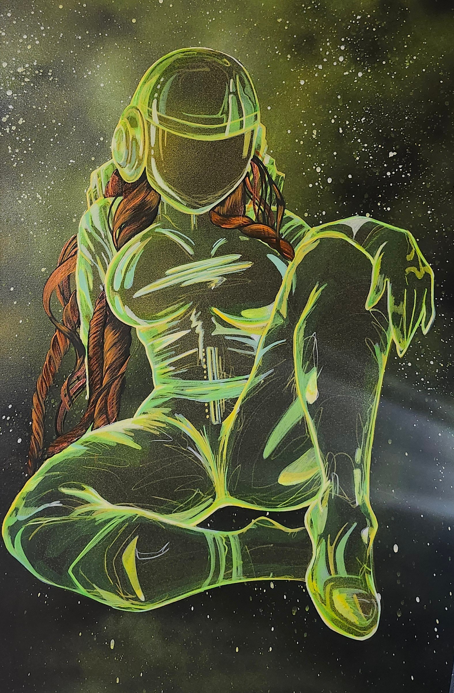 Space Ivy Acrylic and spray paint on canvas, Special effect painting