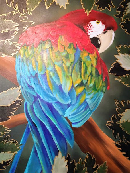 "True Colors" Acrylic and Gold leaf on Canvas. Dimensions, 30 X 40 inches
