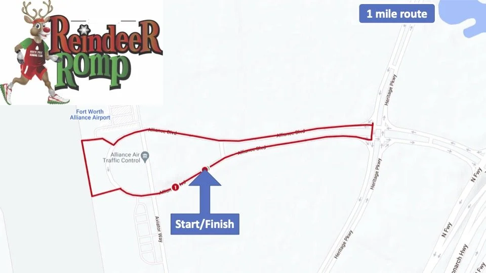 1 Mile Reindeer Romp Race Map Alliance Airport Fort Worth