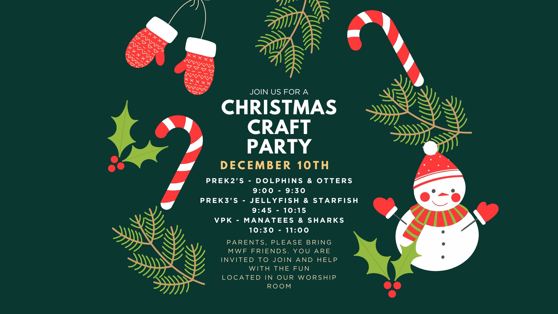 Christmas Craft Parties with Pizza