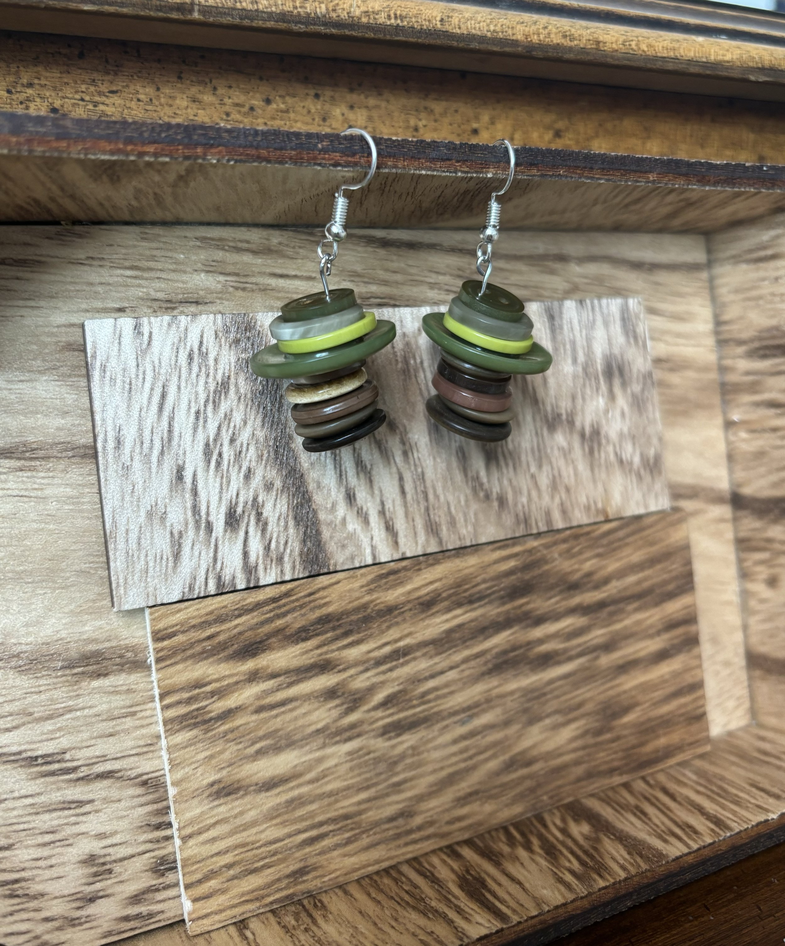 Tree Button Earrings