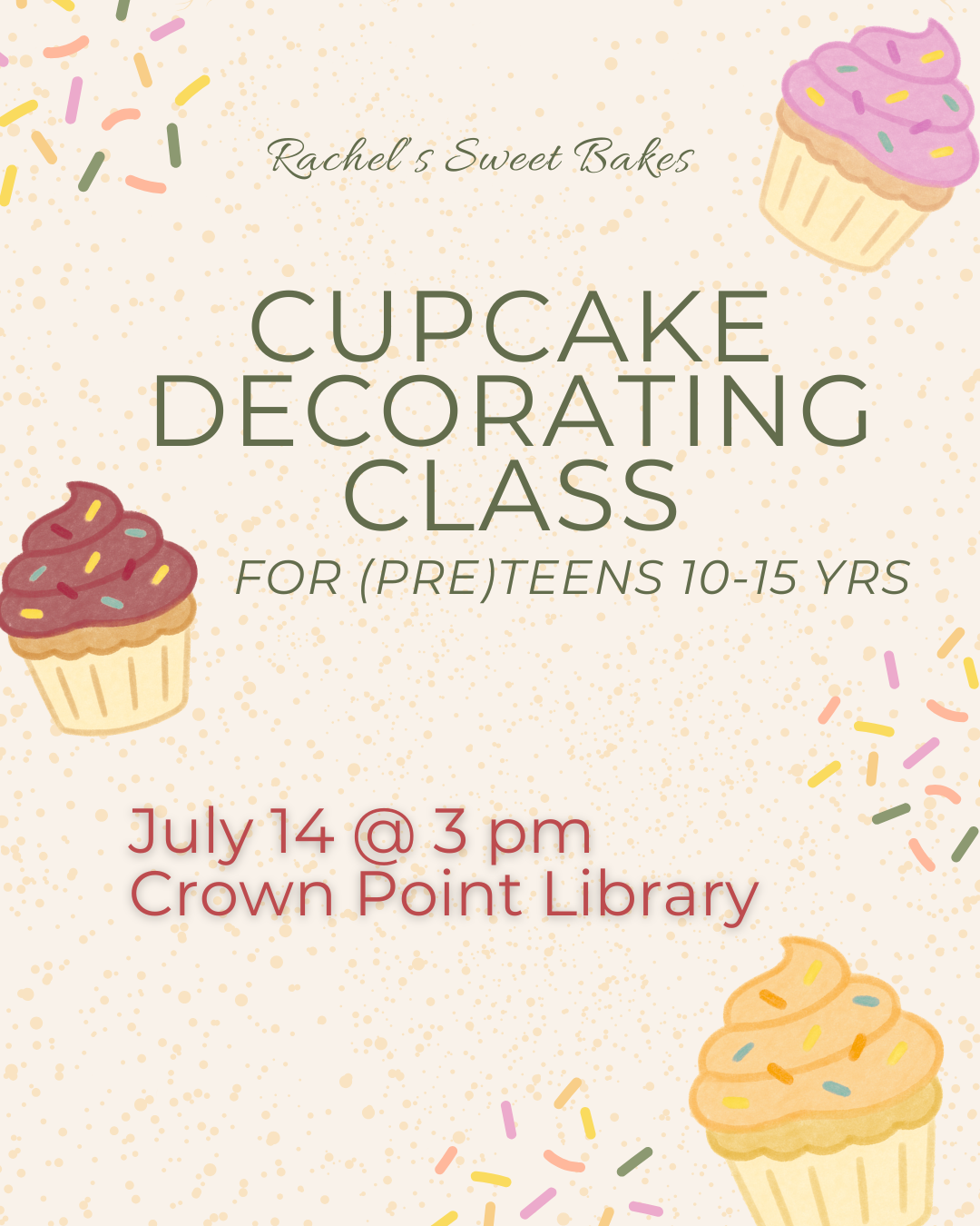 (Pre)Teen Cupcake Decorating Class - July 14