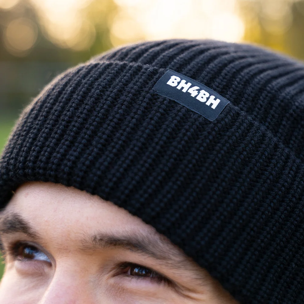 XL Black Marino Wool Beanie Large Warm Winter Wooly Hat — Big