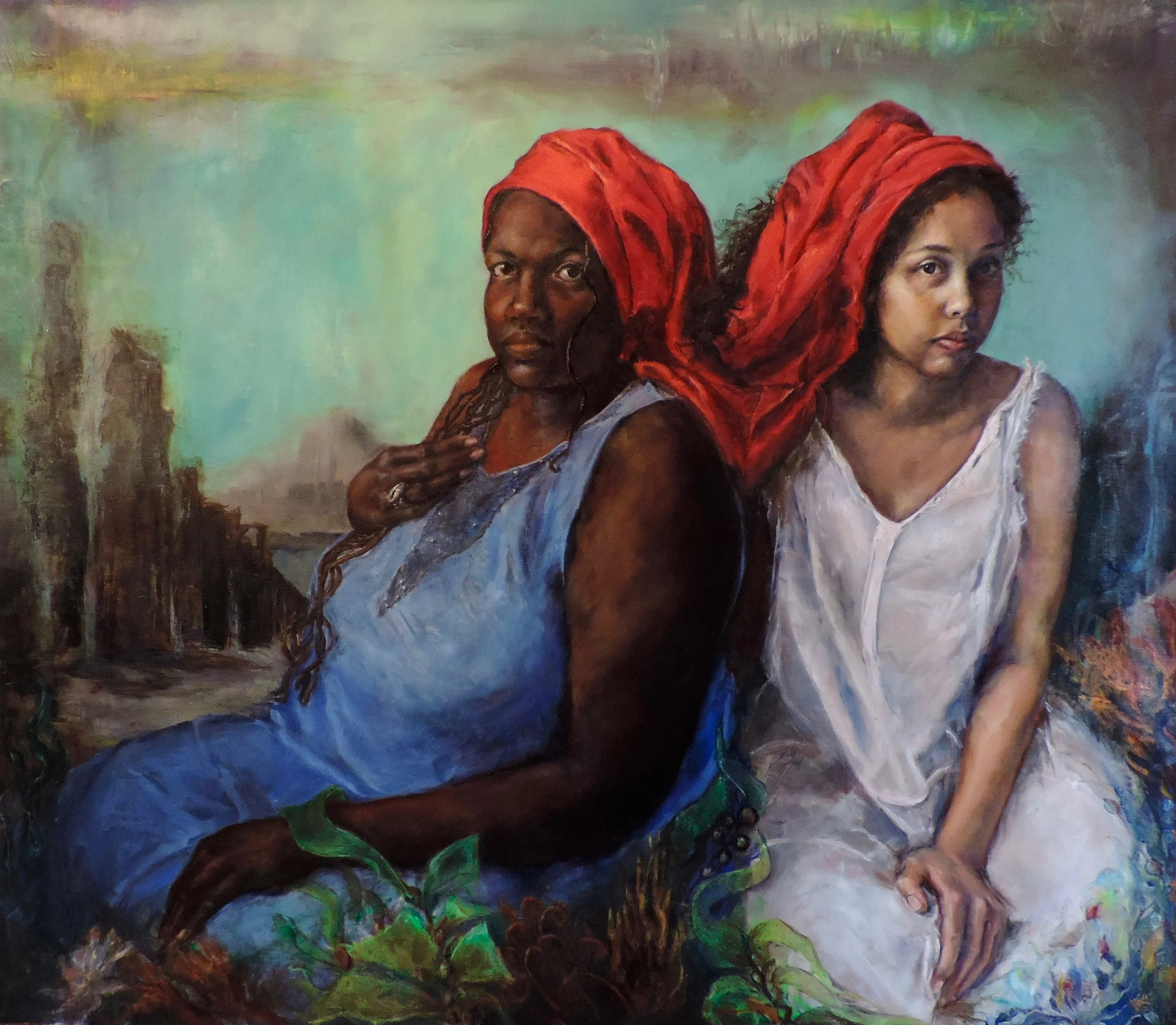 The Creator with Young Erzulie, 2018 Oil on linen
48 x 56”